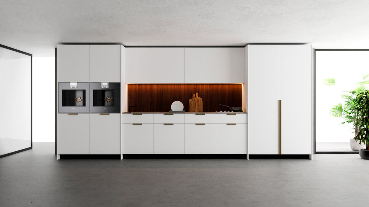 Cozinha Filleto Marcato — vista alternativa com puxador exclusivo em madeira maciça