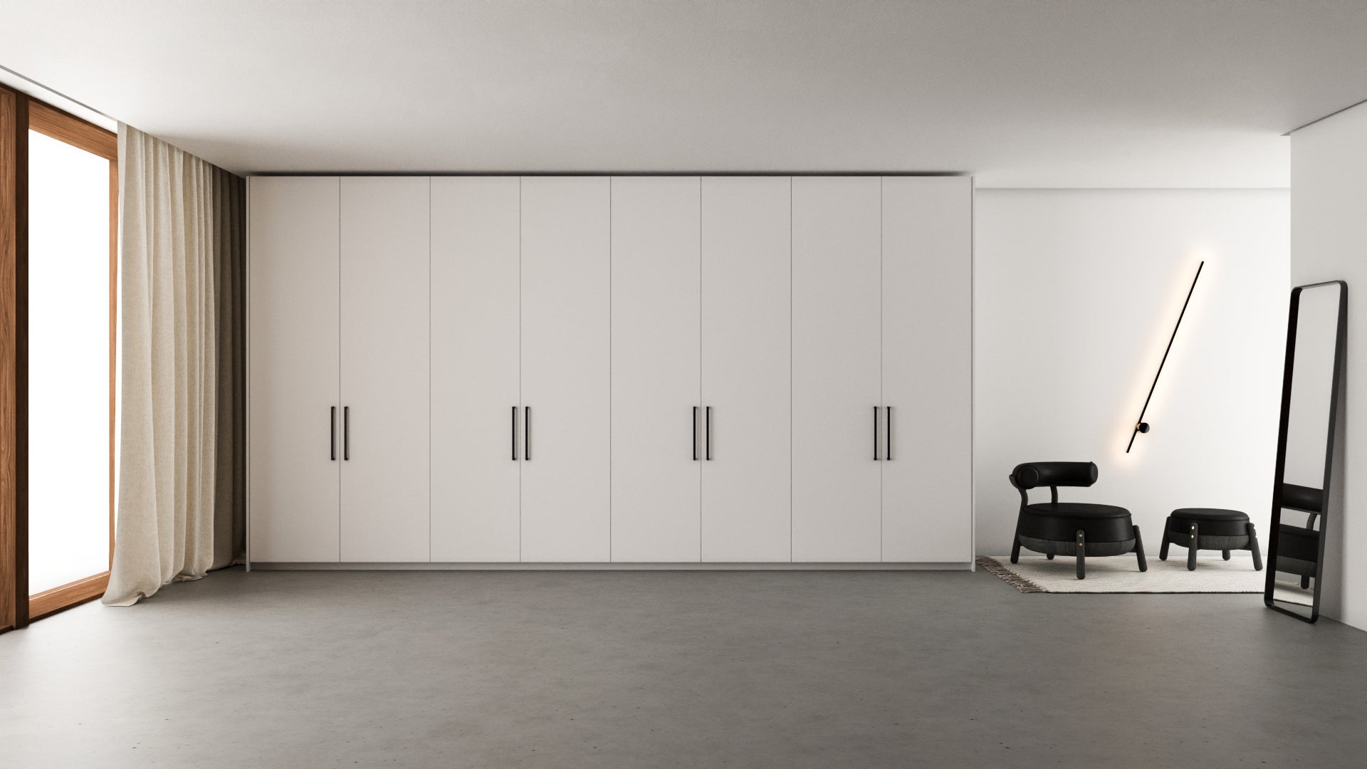 Dormitório Liscio Marcato — detalhe construtivo do design linear