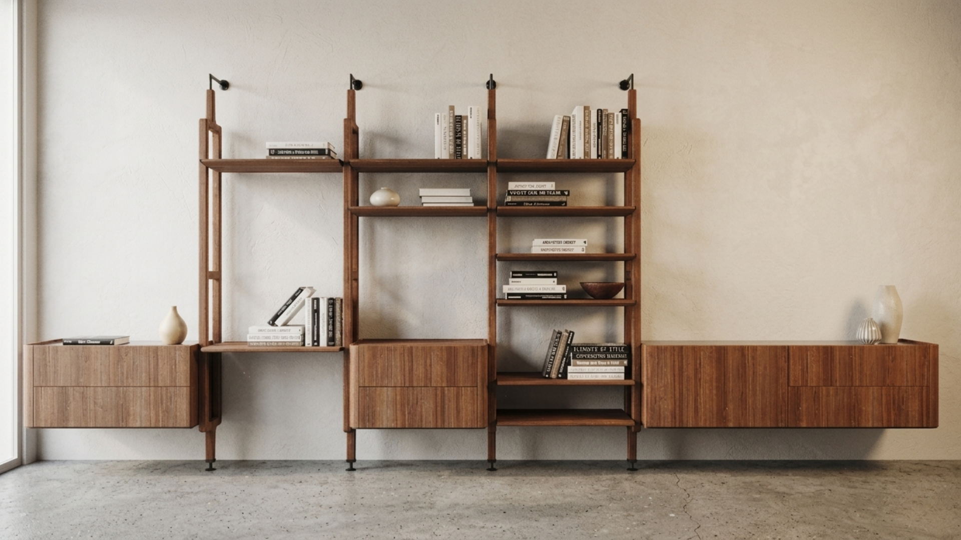 Estante Wood 5 Módulos Marcato — ambiente em sala integrada