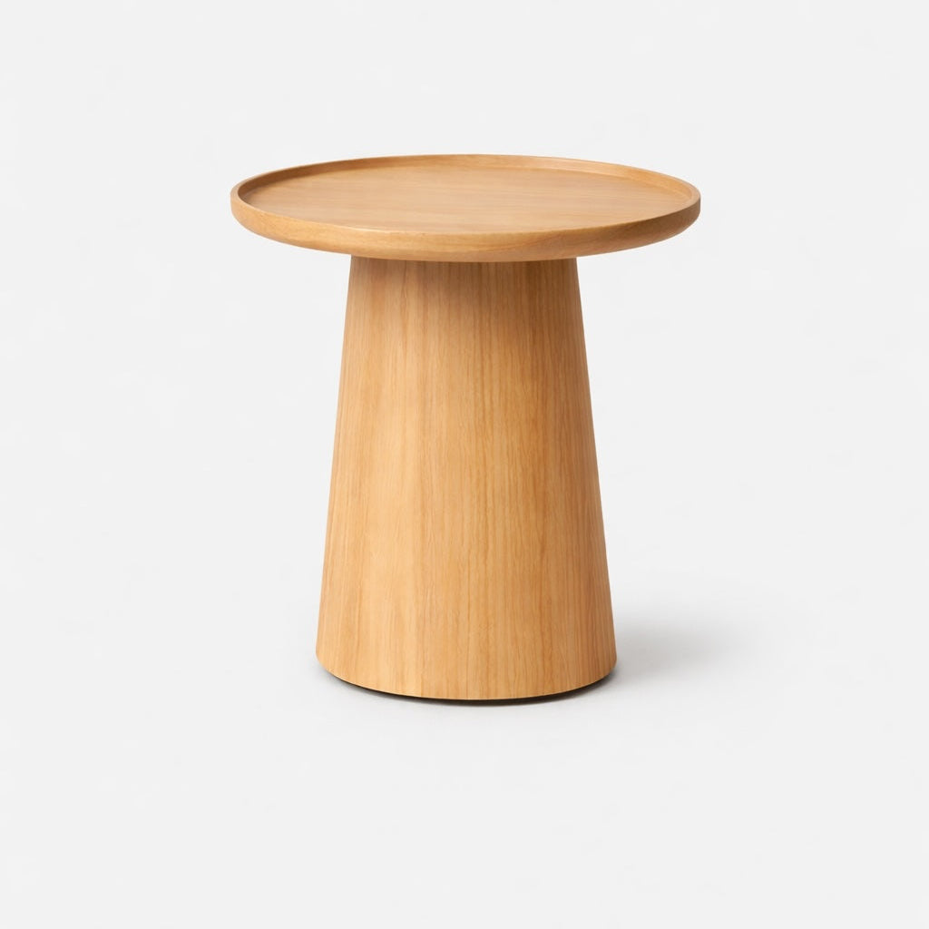 Mesa Lateral Luna 30x45cm Marcato em madeira maciça tauari com acabamento Carvalho Americano ou Ebanizado para sala de estar