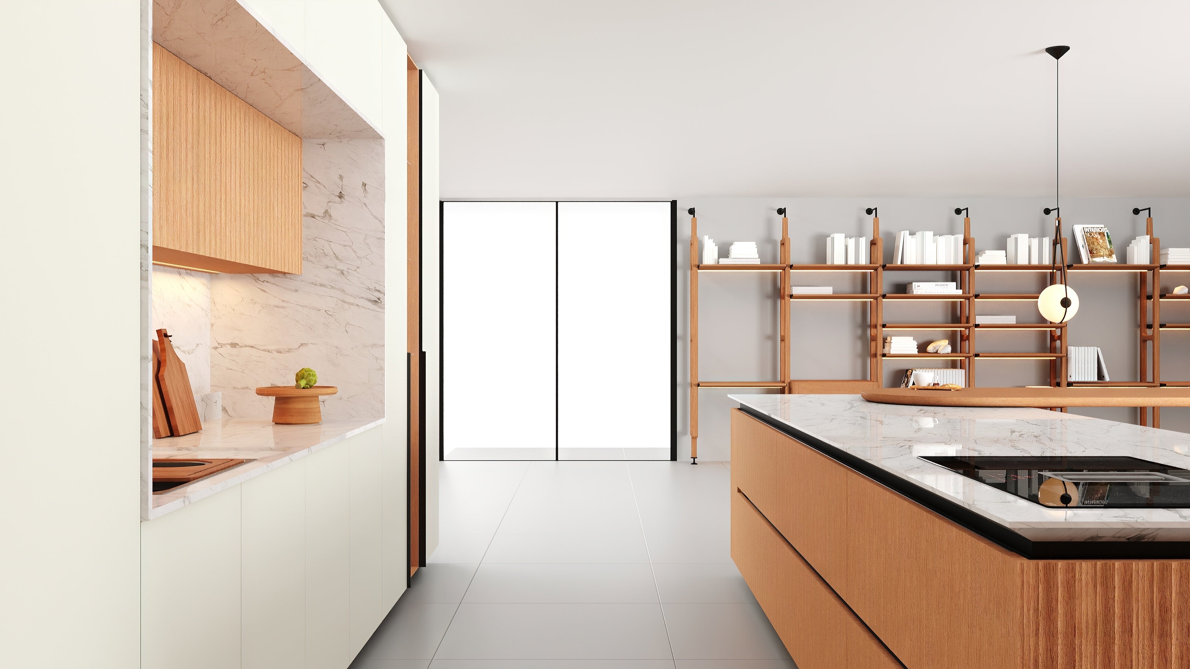 Estante Wood 5 Módulos Marcato — detalhe do gabinete inferior com Blum Tandem