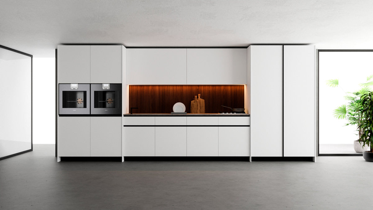 Cozinha Liscio Marcato — vista alternativa com cava linear minimalista