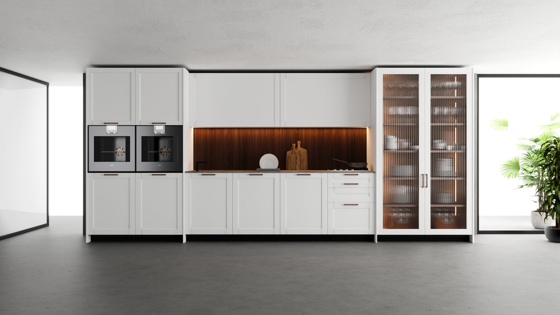 Cozinha Frame Marcato — vista alternativa com moldura estrutural e palha